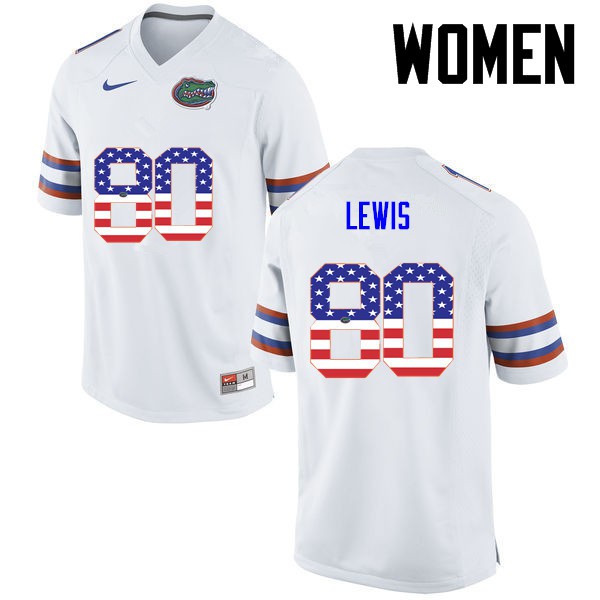 Florida Gators Women #80 C'yontai Lewis College Football USA Flag Fashion White